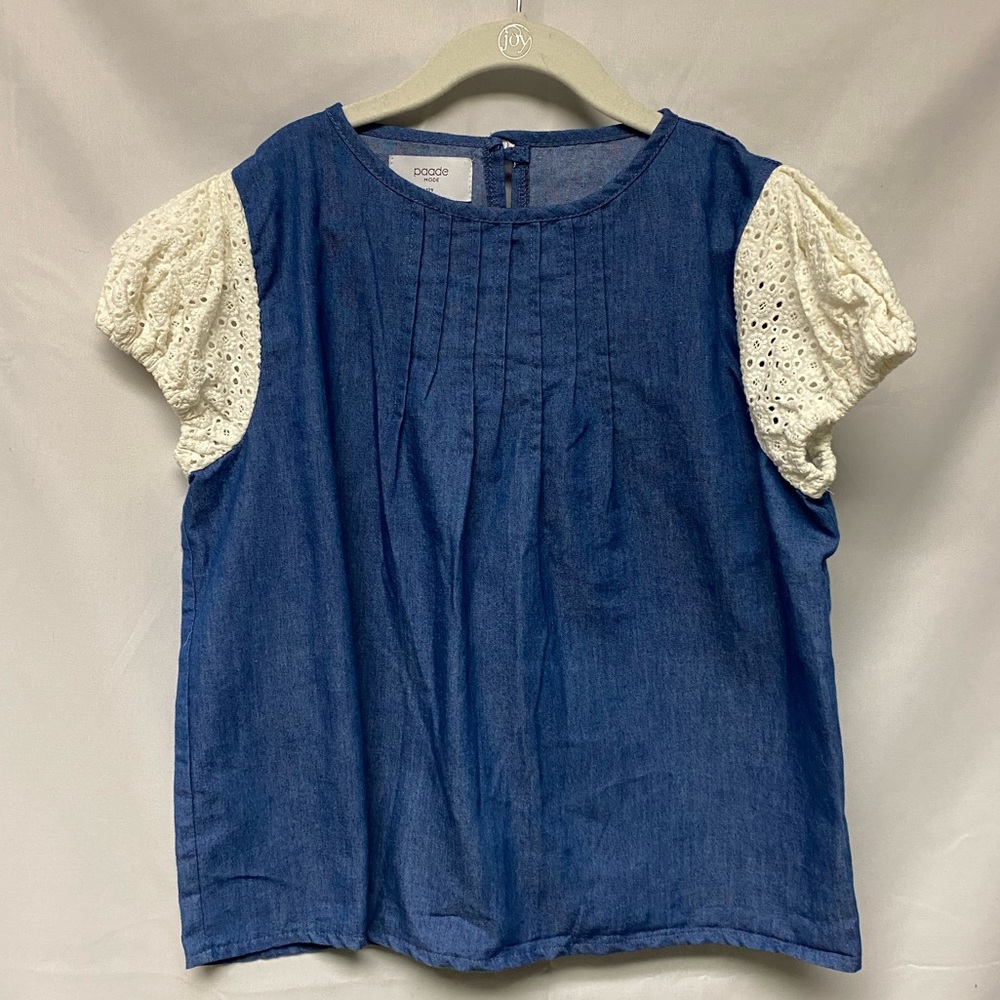 Paade Mode girls blue blouse with white sleeves, size 12